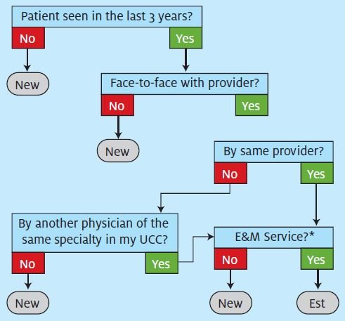 new patient visit vs established